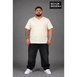 Superlife Süperlife Büyük Beden Erkek V Yaka Pamuklu Basic Tişört Lacivert 3XL-6XL SPR26BTS509