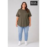 Superlife Süperlife Büyük Beden Kadın Bisiklet Yaka Basic Oval Etek Detalylı 3xl-6xl Uzun Tunik SPR26BTSK502