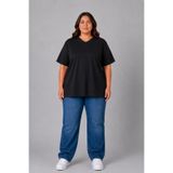 Superlife Süperlife Büyük Beden Kadın V Yaka Pamuklu Basic Tişört Lacivert 3XL-6XL SPR26BTSK509