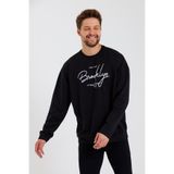 Superlife Süperlife Erkek Bisiklet Yaka Regular Fit El Yazılı Brooklyn İnce Sweatshirt SPR23SW331