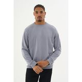 Superlife Süperlife Erkek Gri Bisiklet Yaka Ribanalı Regular Fit Sweatshirt SPR26SWK930 - 00E-Gri