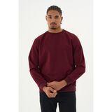 Superlife Süperlife Erkek Gri Bisiklet Yaka Ribanalı Regular Fit Sweatshirt SPR26SWK930 - 476-Bordo