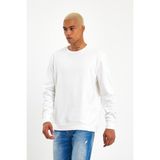 Superlife Süperlife Erkek Gri Bisiklet Yaka Ribanalı Regular Fit Sweatshirt SPR26SWK930 - Ecru - M