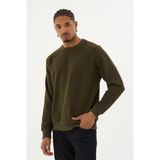 Superlife Süperlife Erkek Gri Bisiklet Yaka Ribanalı Regular Fit Sweatshirt SPR26SWK930 - Haki - 2XL