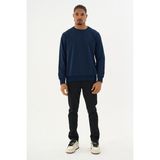 Superlife Süperlife Erkek Gri Bisiklet Yaka Ribanalı Regular Fit Sweatshirt SPR26SWK930 - Navy - XL