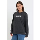 Superlife Süperlife Kadın Bisiklet Yaka Oversize Fit Brooklyn Baskılı Ince Sweatshirt Spr23swk330