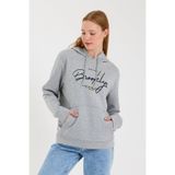 Superlife Süperlife Kadın Kapşonlu Regular Fit El Yazılı Brooklyn Baskılı İnce Sweatshirt SPR23SWk361