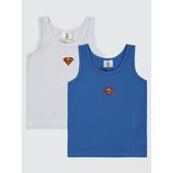 Superman Erkek Çocuk 2'li Atlet Set 2-10 Yaş Mavi - Mavi - Gri - 10 - 11 Yaş