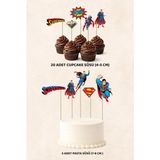 Süperman Konsept 5 Adet Pasta 20 Adet Cupcake Mini Set Doğum Günü Pasta Süsü