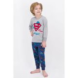 Superman Lisanslı Gri Melanj Erkek Çocuk Pijama Takımı