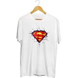 Superman Logo Baskılı Unisex Tişört - Beyaz