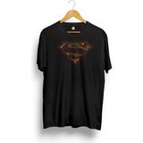 Superman Logo Line Art Baskılı Tişört - Siyah - XL