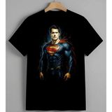 Superman Super Kahraman Baskılı Unisex Erkek Kadın Oversize Tişört Siyah