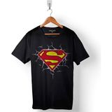 Superman Super Man Logo 3 Boyutlu Baskılı Tişört Unisex T-Shirt - Siyah - XL
