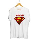 Superman Superdad Babalar Günü Baskılı Unisex Tişört - Beyaz - XL