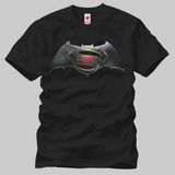 Superman Vs Batman Logo Erkek Tişört - Siyah