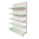 Süpermarketler ve Bakkallar için Ayarlanabilir 5 Raflı Metal Gondol Vitrini, Çift Sıralı Delikli Tasarım, Atıştırmalıklar ve Perakende için Mükemmel (190 cm, 90 cm)