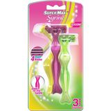 Supermax SuperMax Syrine 4 Bıçaklı Kadın Tıraş Bıçağı 3'lü Hassas Cilt Dostu Ergonomik Tasarım