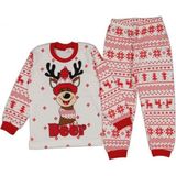 Süpermini Geyik Desenli Yılbaşı Temalı Unisex Çocuk Pijama Takımı 3-4-5-6-7-8-9 Yaş - 4 Yaş - Kırmızı