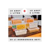 SUPERPUP 20'li Set 1 Lt. ve 2 Lt. Kendinden Kapaklı Derin Dondurucuya Uygun Saklama Kabı
