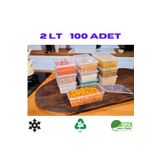 SUPERPUP Saklama Kabı *100Adet* 2 Lt Kilitli, Dondurucu,buzdolabı,erzak,oyuncak,yemek,kahve,malzeme