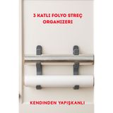 SUPERPUP STREÇ FOLYO RULO ORGANİZERİ 3 KATLI GRİ DÜZENLEYİCİ YAPIŞKANLI