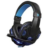 Supersonic PC, Dizüstü Bilgisayarlar, PS4, Xbox One, Nintendo Wii U ve Daha Fazlası için Mikrofon ve LED Oyun Kulaklıkları Siyah/Mavi (IQ-460G)