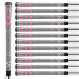 SuperStroke Cross Comfort Golf Sopası Kavrayıcı, Gri/Pembe (Undersize), 13 Adet Yumuşak ve Yapışkan Poliüretan X Tarzı Yüzey ve Kaymaz, Daha Hızlı Sallanır ve Kulüp Yüzünü Daha Doğal Olarak Kareler