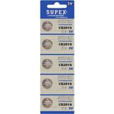 Supex Düğme Pil 3V 5 Adet Lityum CR-2016 Yüksek Performanslı Tek Kullanımlık Pil