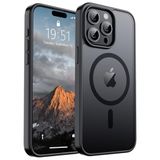 SUPFINE iPhone 15 Pro Max için Manyetik Kılıf [MagSafe ile Uyumlu] [10 FT Askeri Sınıf Düşme Koruması] İnce Şeffaf Mat Darbeye Dayanıklı Parmak İzi Önleyici Telefon Kılıfı, Siyah