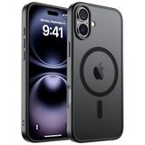 SUPFINE iPhone 16 için Manyetik Kılıf [MagSafe ile Uyumlu] [10 FT Askeri Sınıf Düşme Koruması] İnce Yarı Saydam Mat Darbeye Dayanıklı Parmak İzi Önleyici Telefon Kılıfı, Siyah
