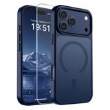 SUPFINE iPhone 17 Pro için Manyetik Kılıf (MagSafe ile Uyumlu) (Askeri Sınıf Düşme Koruması) Yarı Saydam Mat Darbeye Dayanıklı Parmak İzi Önleyici Telefon Kılıfı, Koyu Mavi