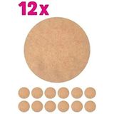 Supla Levha 12 Adet 3 mm Ham Mdf 20 cm Yuvarlak Servis Altı Supla - Kahverengi - 20 x 20 cm