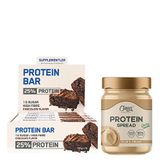 Supplementler.com Protein Bar 50 Gr 12 Adet + Clean Powders Protein Spread Fındık Kreması Kombinasyonu Aromasiz