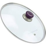 Süppürge Tencere Ile Uyumlu Sahan Tava Cam Kapağı Kapak 18 cm Mor Tutma Tepesi