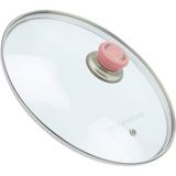 Süppürge Tencere Ile Uyumlu Sahan Tava Cam Kapağı Kapak 18 cm Pembe Tutma Tepesi
