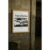 Supra & Skyline Drift & Spor Araba Duvar Dekoru (30x42 cm) Doğal Ahşap