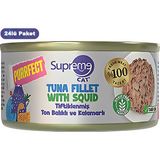 Supreme Tiftiklenmiş Ton Balıklı ve Kalamarlı Yetişkin Konserve Kedi Maması 70GR 24LÜ
