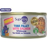 Supreme Tiftiklenmiş Ton Balıklı ve Somonlu Yetişkin Konserve Kedi Maması 70GR 24LÜ