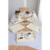 Şura Mutfak Akrilik Kahve Sunum Tepsisi, Krem, 25x17 cm, 6'lı Set