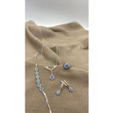 SURA SILVER AKUAMARİN DAMLA MODEL 925 AYAR GÜMÜŞ SET (KOLYE,KÜPE,BİLEKLİK VE AYARLANABİLİR YÜZÜK)