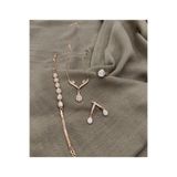 SURA SILVER BEYAZ DAMLA MODEL 925 AYAR ROSE GÜMÜŞ SET(KOLYE,KÜPE,BİLEKLİK VE AYARLANABİLİR YÜZÜK)