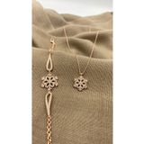 SURA SILVER KAR TANESİ MODEL ZİRKON TAŞ 925 AYAR ROSE GÜMÜŞ SET (KOLYE VE BİLEKLİK)