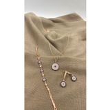 SURA SILVER NAZAR BONCUĞU MODEL ZİRKON TAŞ 925 AYAR ROSE GÜMÜŞ SET (KOLYE,BİLEKLİK VE KÜPE)