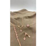 SURA SILVER PEMBE KUVARS DAMLA MODEL 925 AYAR ROSE GÜMÜŞ SET (KOLYE,KÜPE,BİLEKLİK VE AYARLANABİLİR YÜZÜK)