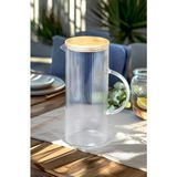 Sürahi Alisa Cam Çizgili Bambu Kapak 1500ML