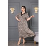 şuranur Bambu Dantel Detaylı Kloş Büyük Beden Elbise 6xl
