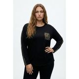 Şuranur Bambu Viskon Kadın Parlak Taş Baskılı Bluz - 3XL - Siyah