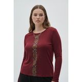 Şuranur Bambu Viskon Kadın Parlak Taş Baskılı Bluz - XL - Bordo