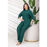 şuranur BÜRÜMCÜK DÜĞMELİ YAKALI VE KEMERLİ GENİŞ PANTALON TAKIMI